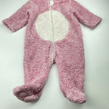 Load image into Gallery viewer, Girls Baby Berry, fleece zip hooded coverall / romper, FUC, size 00,  