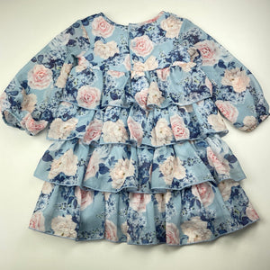 Girls Dymples, lined tiered floral party dress, EUC, size 2, L: 48cm