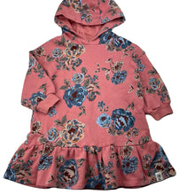 Load image into Gallery viewer, Girls Next, fleece lined floral hooded sweater dress, EUC, size 2-3, L: 48cm