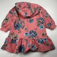 Load image into Gallery viewer, Girls Next, fleece lined floral hooded sweater dress, EUC, size 2-3, L: 48cm