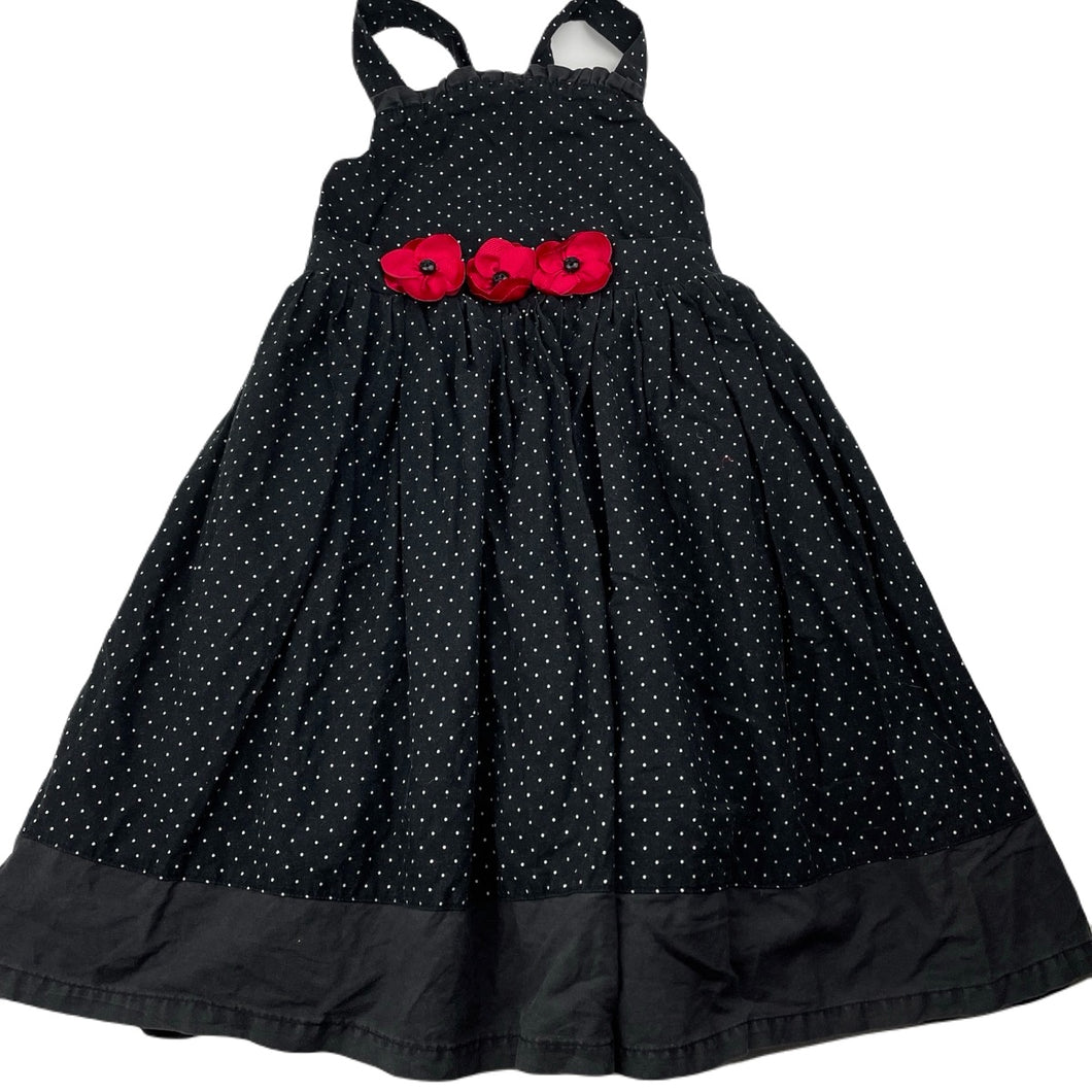 Girls Target, lined spotted cotton party dress, wash fade, FUC, size 5, L: 61cm