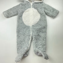 Load image into Gallery viewer, unisex Baby Berry, fleece hooded zip coverall / romper, EUC, size 00,  