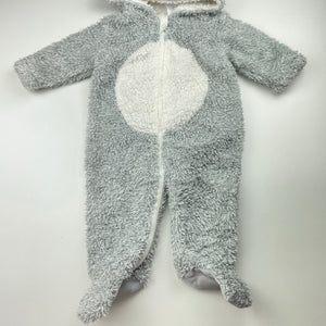 unisex Baby Berry, fleece hooded zip coverall / romper, EUC, size 00,  