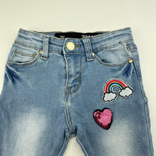 Load image into Gallery viewer, Girls Cotton On, stretch denim jeans, adjustable, Inside leg: 30.5cm, GUC, size 2,  