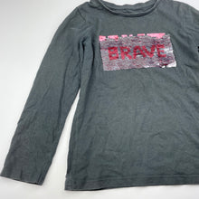 Load image into Gallery viewer, Girls Cotton On, grey cotton flip sequin long sleeve top, GUC, size 6,  