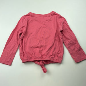 Girls KID, pink cotton tie front top, GUC, size 3,  