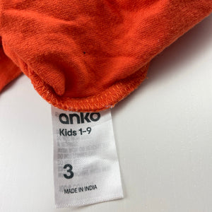 Girls Anko, orange cotton long sleeve top, GUC, size 3,  