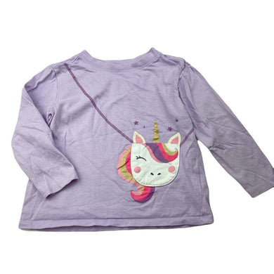 Girls Anko, purple cotton long sleeve top, unicorn, GUC, size 3,  