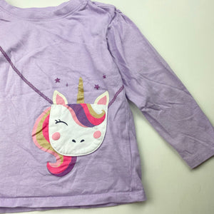 Girls Anko, purple cotton long sleeve top, unicorn, GUC, size 3,  