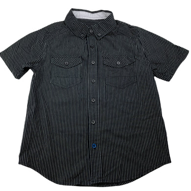Boys Urban Supply, black & grey stripe cotton short sleeve shirt, EUC, size 7,  