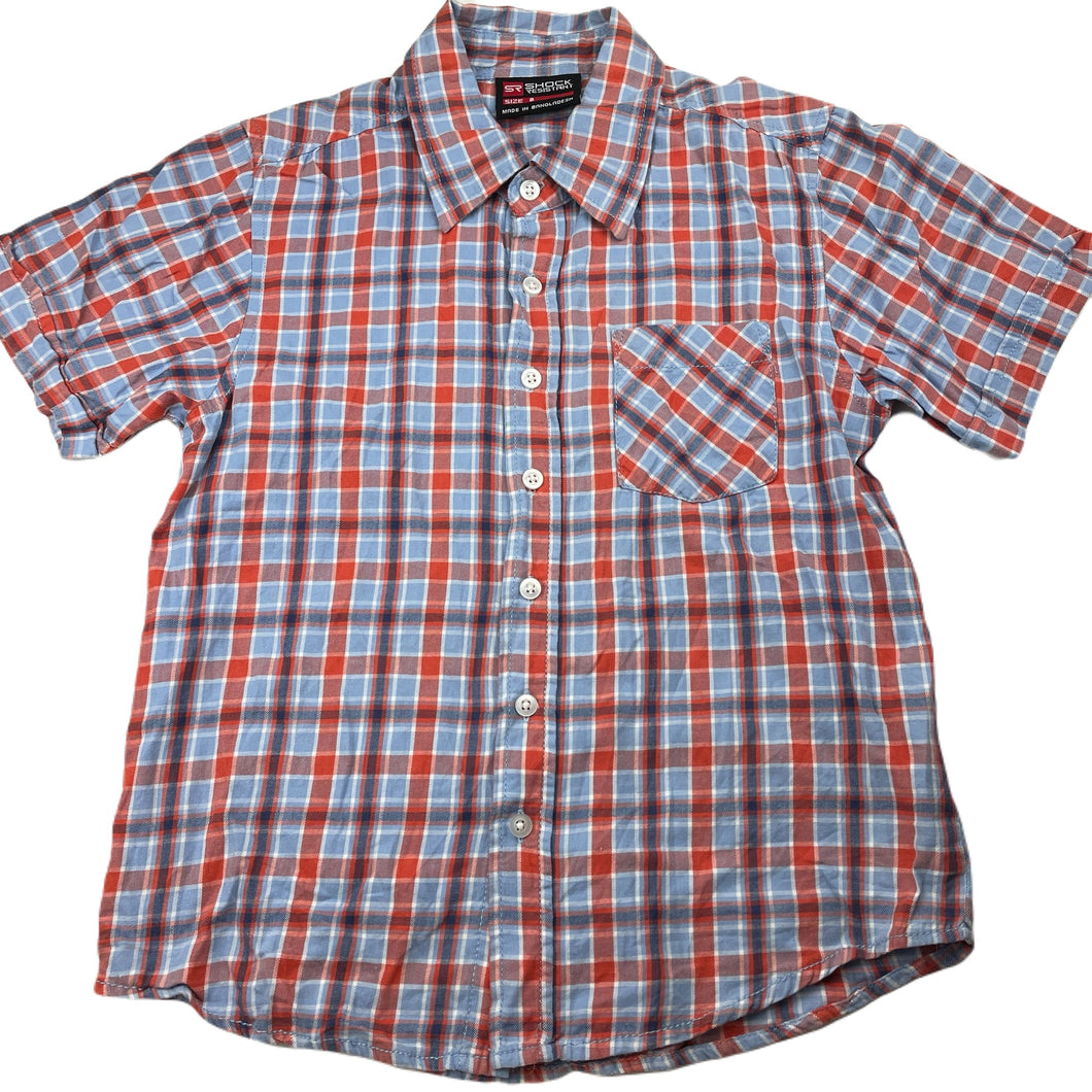 Boys Shock Resistant, checked cotton short sleeve shirt, EUC, size 8,  