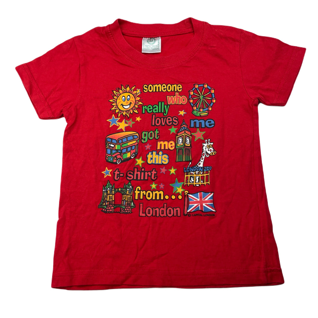 unisex Capital T-shirts, red cotton t-shirt / top, London, EUC, size 3-4,  