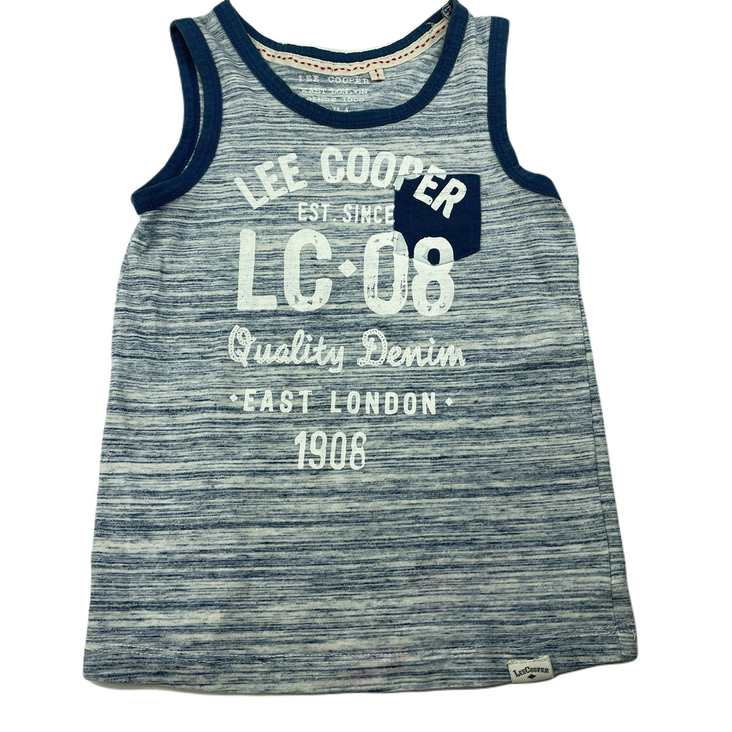 Boys Lee Cooper, blue marle singlet / tank top, GUC, size 4,  