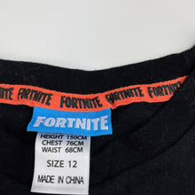 Load image into Gallery viewer, Boys Fortnite, black cotton t-shirt / top, EUC, size 12,  
