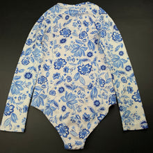 Load image into Gallery viewer, Girls Piping Hot, floral long sleeve swim one-piece, light marks, FUC, size 8,  