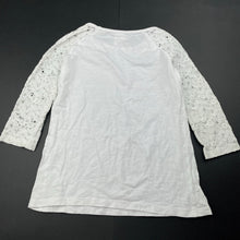 Load image into Gallery viewer, Girls Target, white cotton top, floral lace sleeves, GUC, size 6,  