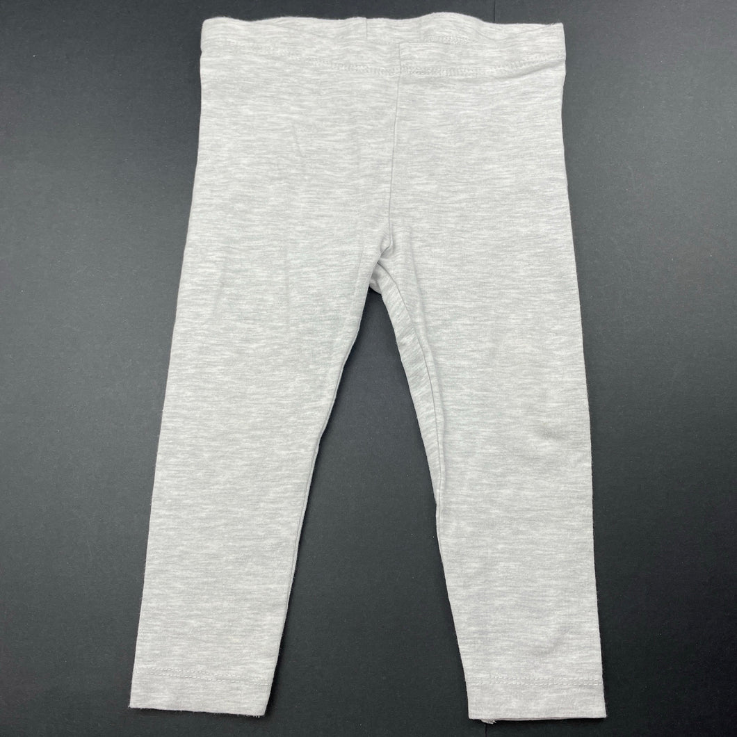 Girls Kids & Co, grey marle leggings, elasticated, FUC, size 1,  