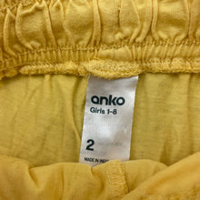 Load image into Gallery viewer, Girls Anko, yellow cotton shorts, elasticated, EUC, size 2,  