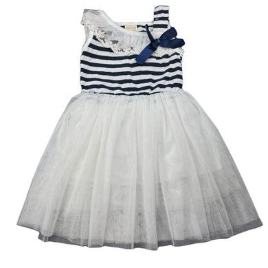 Girls Weiyi Beibei, navy & white party dress, armpit to armpit: 21.5cm, FUC, size 0, L: 46cm