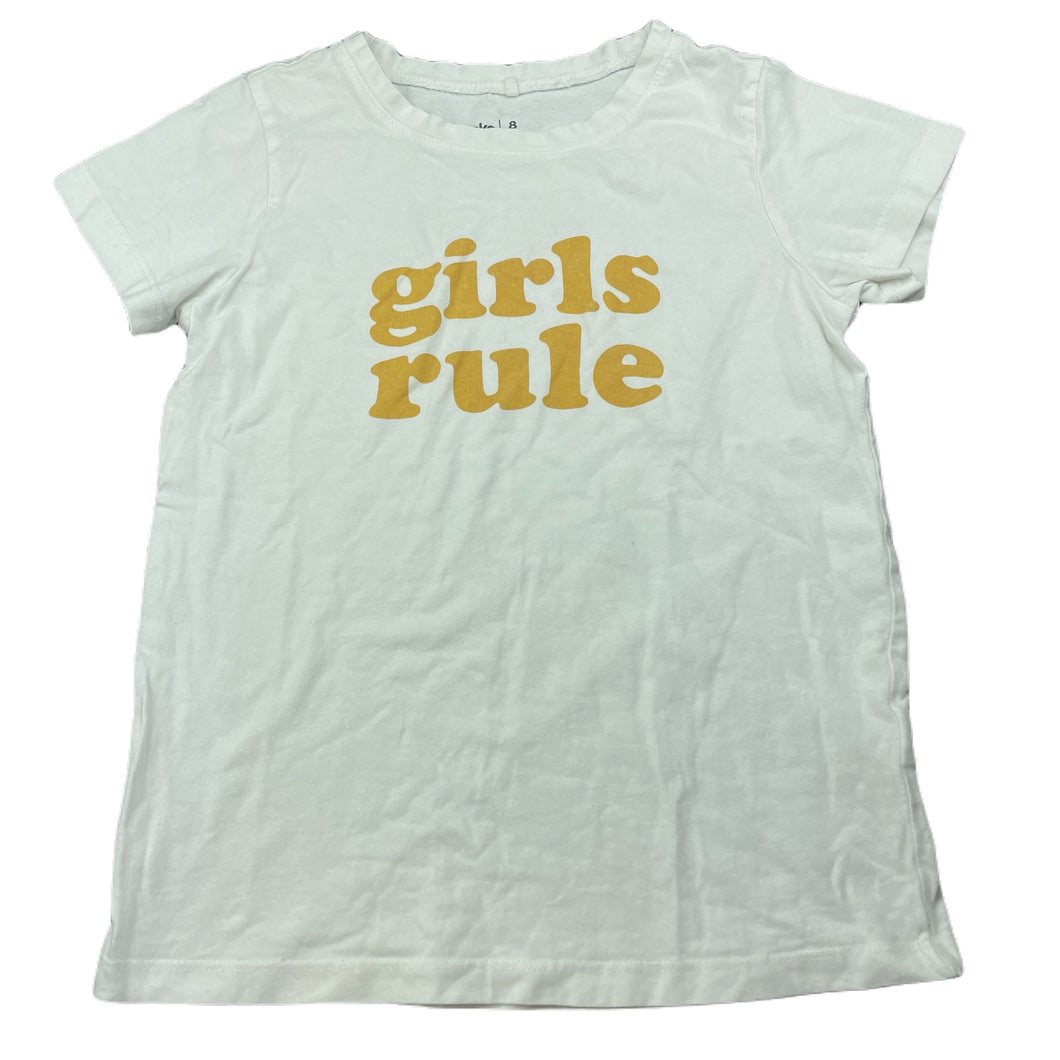 Girls Anko, white cotton t-shirt / top, GUC, size 8,  