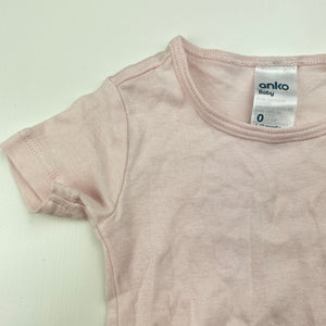 Girls Anko, pink lighteight cotton bodysuit / romper, EUC, size 0,  