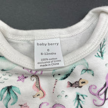 Load image into Gallery viewer, Girls Baby Berry, soft cotton bodysuit / romper, narwhals, EUC, size 0,  