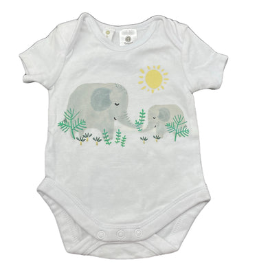 unisex Dymples, cotton bodysuit / romper, elephants, EUC, size 0000,  