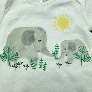 unisex Dymples, cotton bodysuit / romper, elephants, EUC, size 0000,  