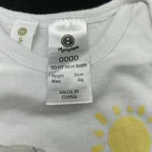 Load image into Gallery viewer, unisex Dymples, cotton bodysuit / romper, elephants, EUC, size 0000,  