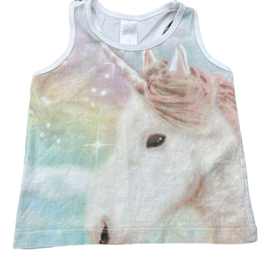 Girls Target, cotton pyjama singlet top, unicorn, FUC, size 2,  