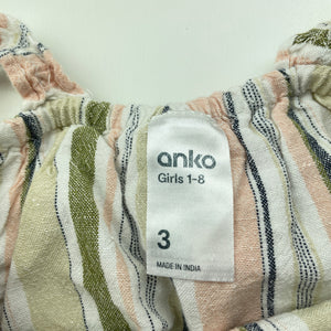 Girls Anko, viscose/cotton/linen summer top, GUC, size 3,  