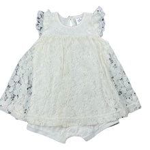 Load image into Gallery viewer, Girls Baby Berry, cotton &amp; floral lace romper, EUC, size 0,  