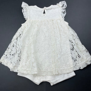 Girls Baby Berry, cotton & floral lace romper, EUC, size 0,  