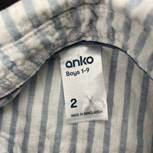 Load image into Gallery viewer, Boys Anko, striped linen / cotton short sleeve shirt, EUC, size 2,  