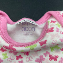 Load image into Gallery viewer, Girls Baby Club, cotton bodysuit / romper, butterflies, FUC, size 0000,  