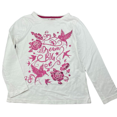 Girls F&F, cotton long sleeve t-shirt / top, no size, armpit to armpit: 31.5cm, shoulder to cuff: 39.5cm, FUC, size 5-6,  