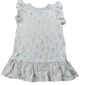 Girls Cotton On, grey marle & gold glitter dress, GUC, size 2, L: 44cm