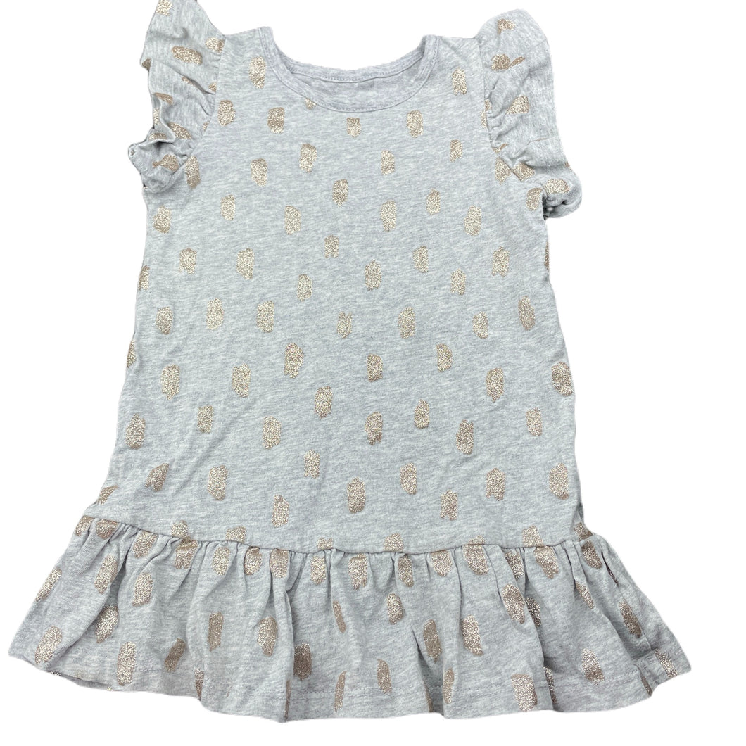 Girls Cotton On, grey marle & gold glitter dress, GUC, size 2, L: 44cm