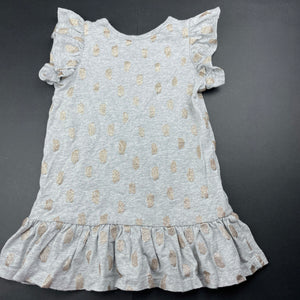 Girls Cotton On, grey marle & gold glitter dress, GUC, size 2, L: 44cm