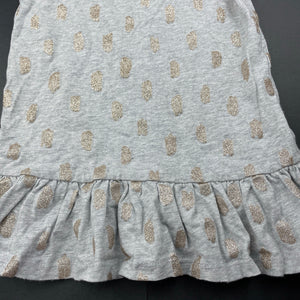 Girls Cotton On, grey marle & gold glitter dress, GUC, size 2, L: 44cm