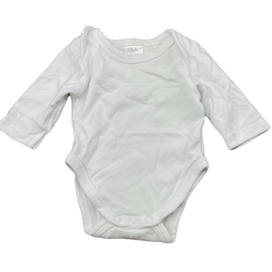 unisex Baby Berry, white cotton bodysuit / romper, GUC, size 0000,  
