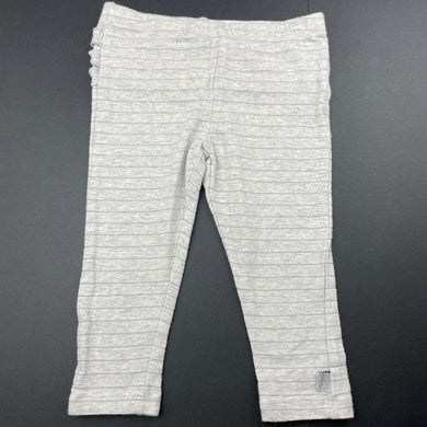 Girls grey, & silver stripe ruffle leggings / bottoms, GUC, size 0,  