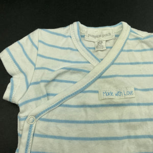 unisex Pumpkin Patch, striped soft cotton bodysuit / romper, GUC, size 0000,  
