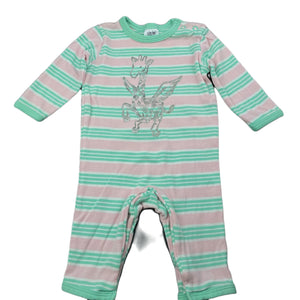 Girls Target, striped cotton romper, giraffe, GUC, size 000,  