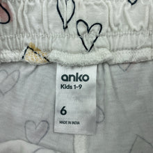 Load image into Gallery viewer, Girls Anko, cotton shorts, elasticated, hearts, GUC, size 6,  