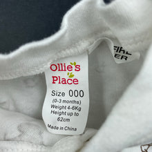 Load image into Gallery viewer, unisex Ollies Place, cotton coverall / romper, EUC, size 000,  