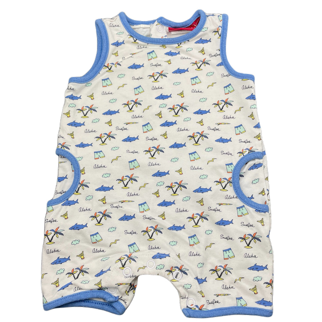 Boys Sprout, stretchy romper, sharks, FUC, size 000,  