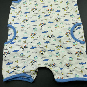 Boys Sprout, stretchy romper, sharks, FUC, size 000,  