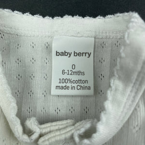 unisex Baby Berry, white pointelle cotton romper, FUC, size 0,  