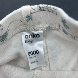 unisex Anko, organic cotton footed leggings / bottoms, EUC, size 0000,  